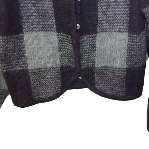 Dress Barn Mohair Blend Plaid Cardigan M Academia Preppy Twee Scandi - Picture 6 of 10